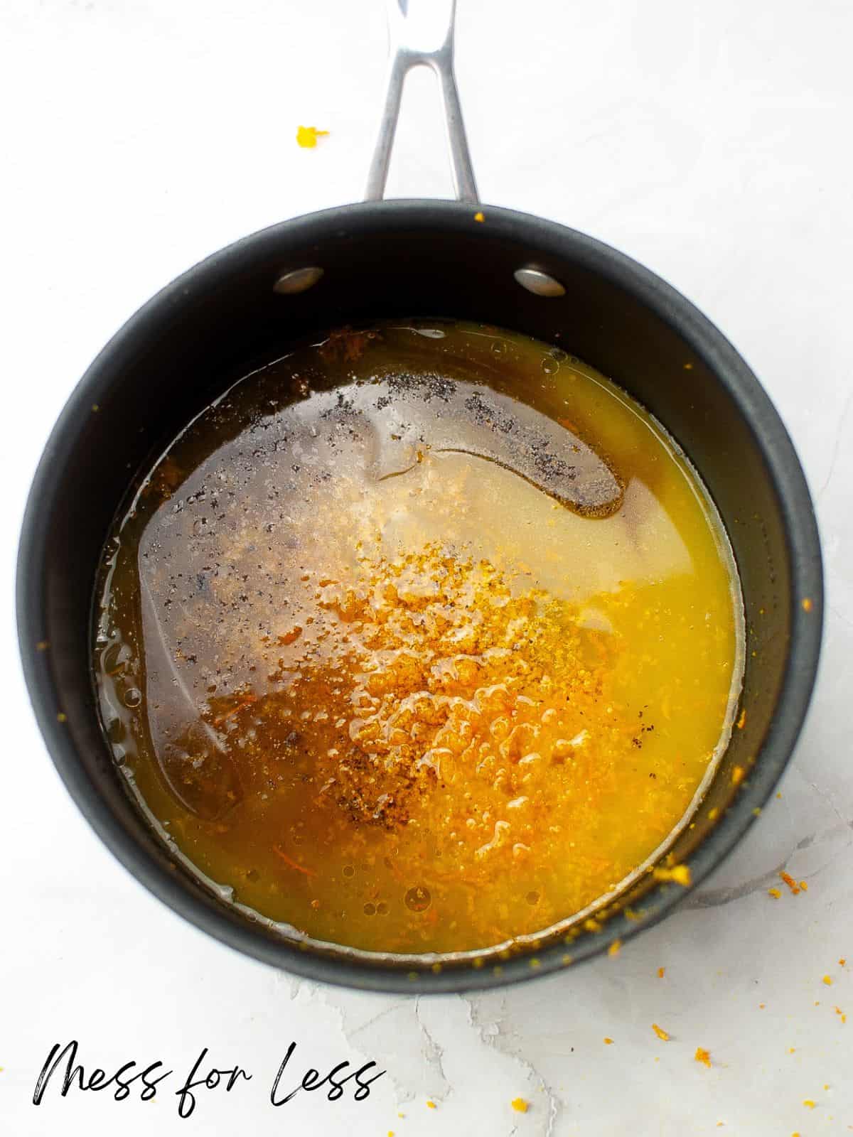 making sauce for orange chicken