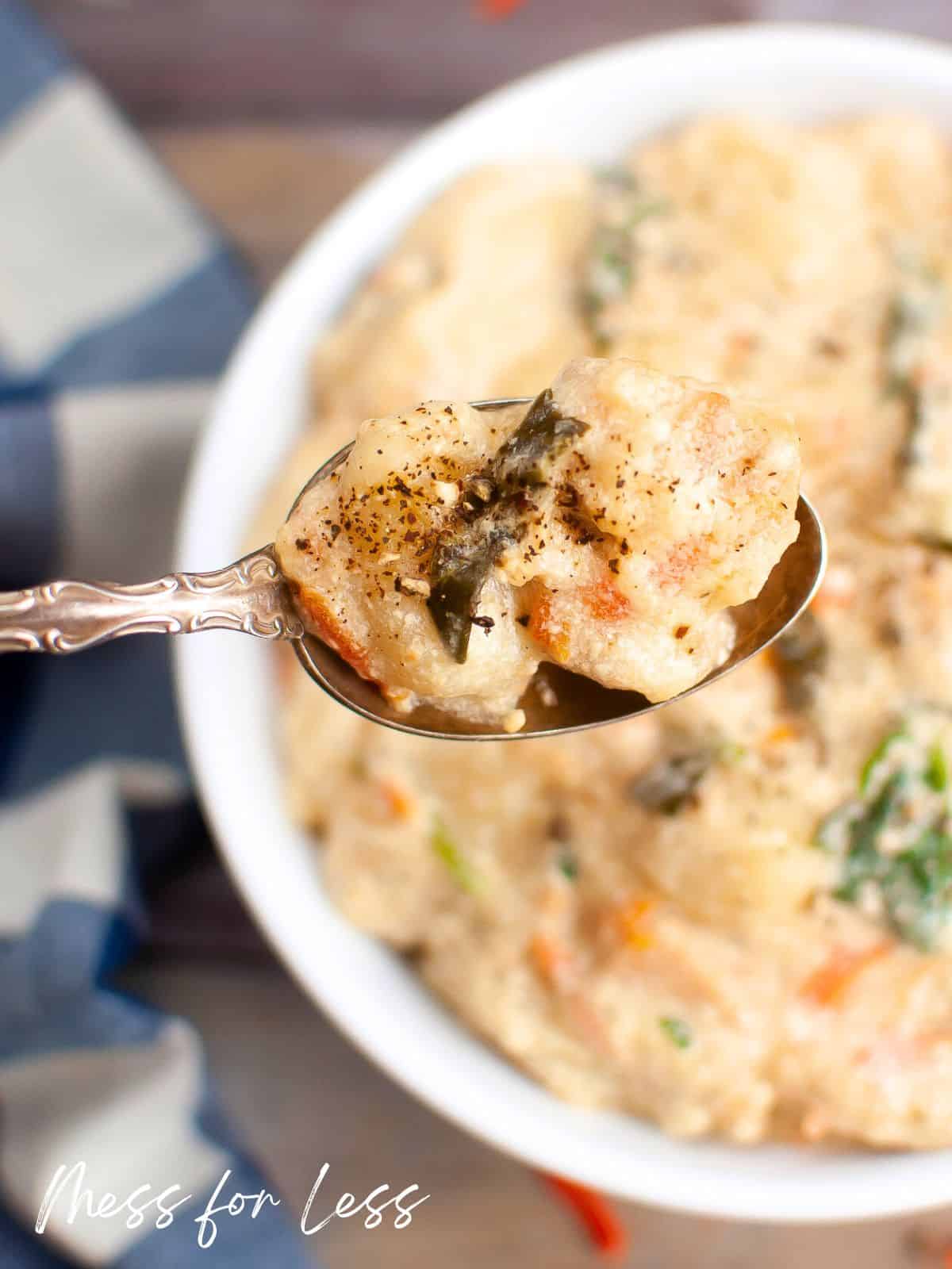 Soup on spoon