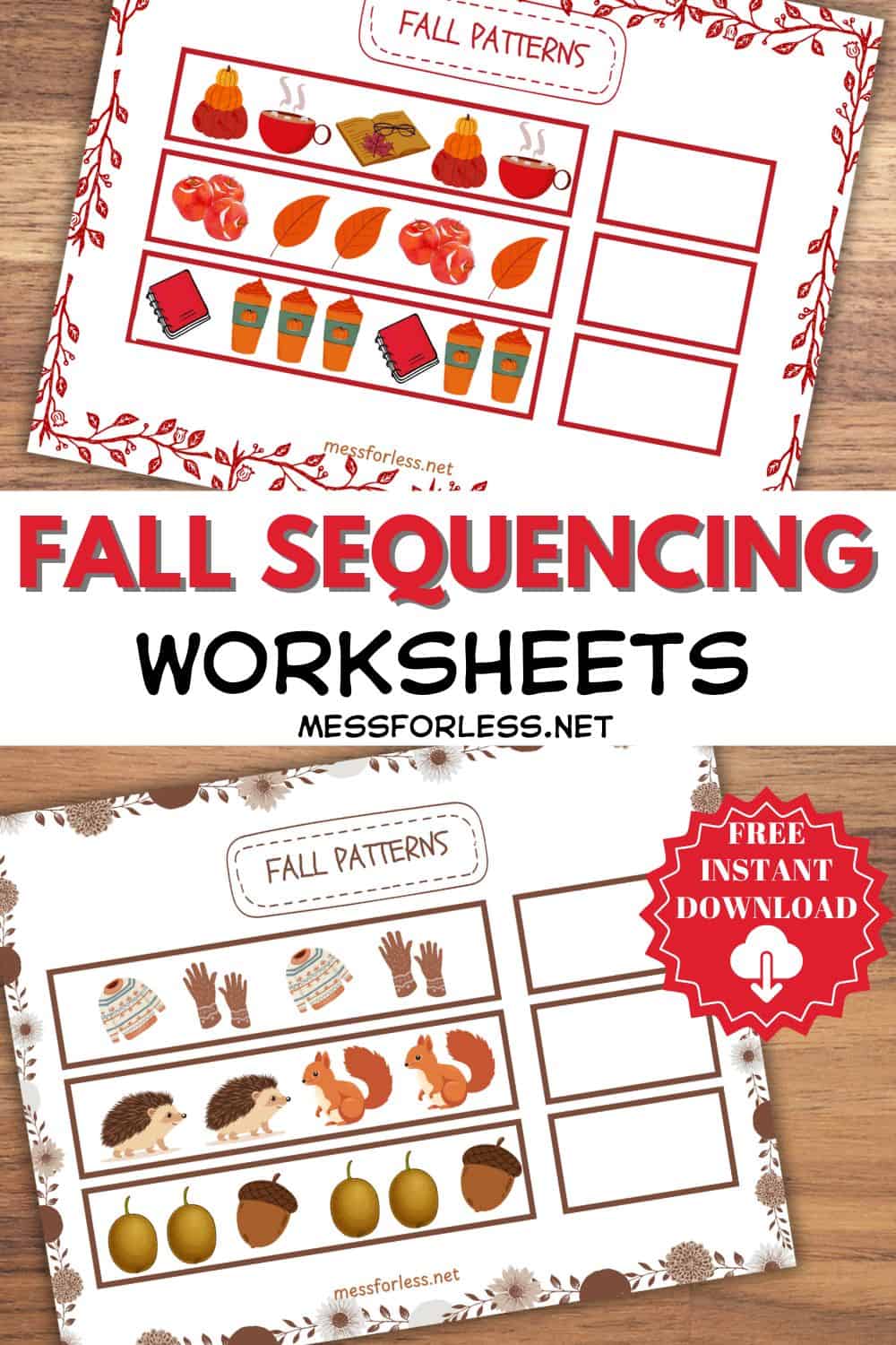 fall sequencing worksheets pin