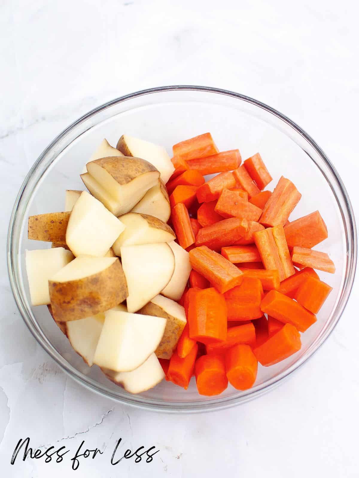 carrots and potatoes in bowl