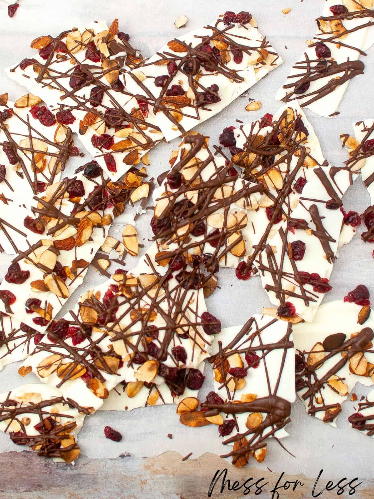 Homemade cranberry almond bark
