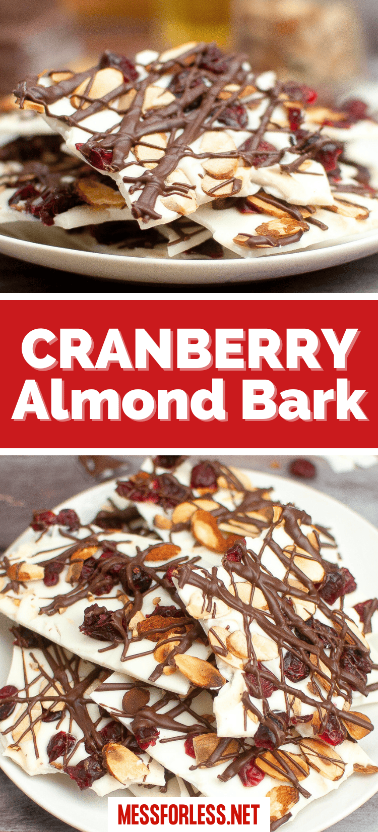 cranberry almond bark recipe pin