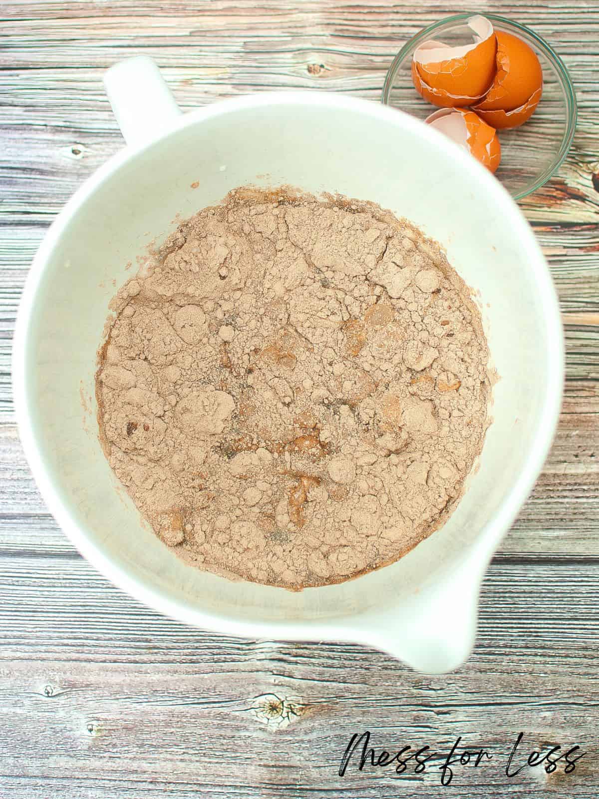 chocolate cake mix in bowl