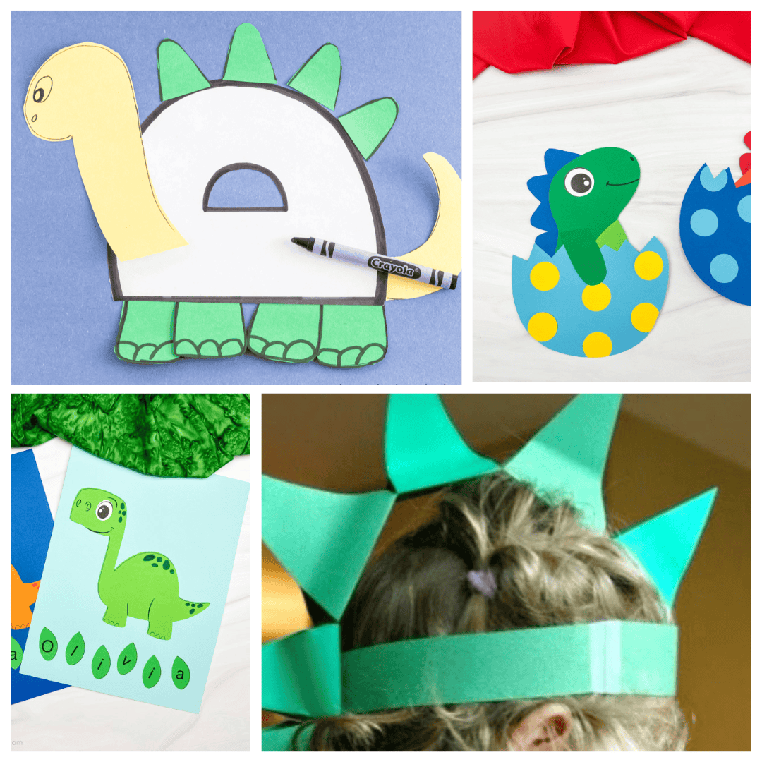 Preschool dinosaur crafts collage