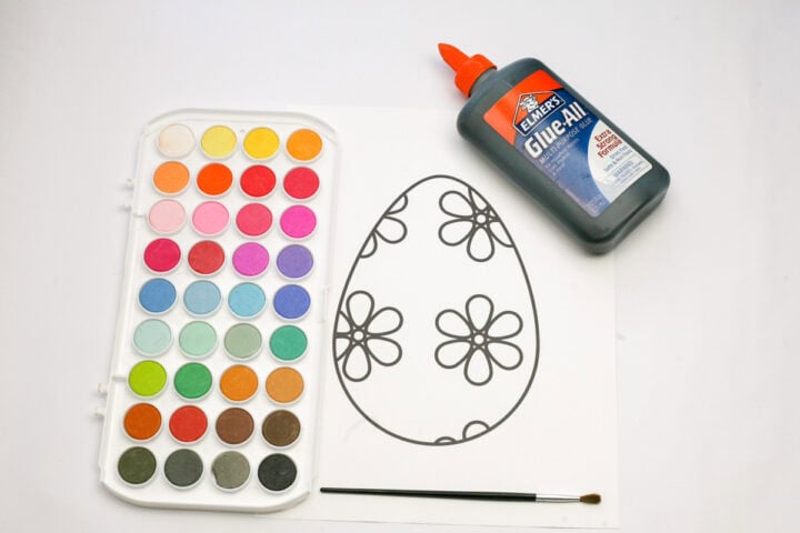 Black Glue And Watercolor Easter Egg Art - Mess for Less