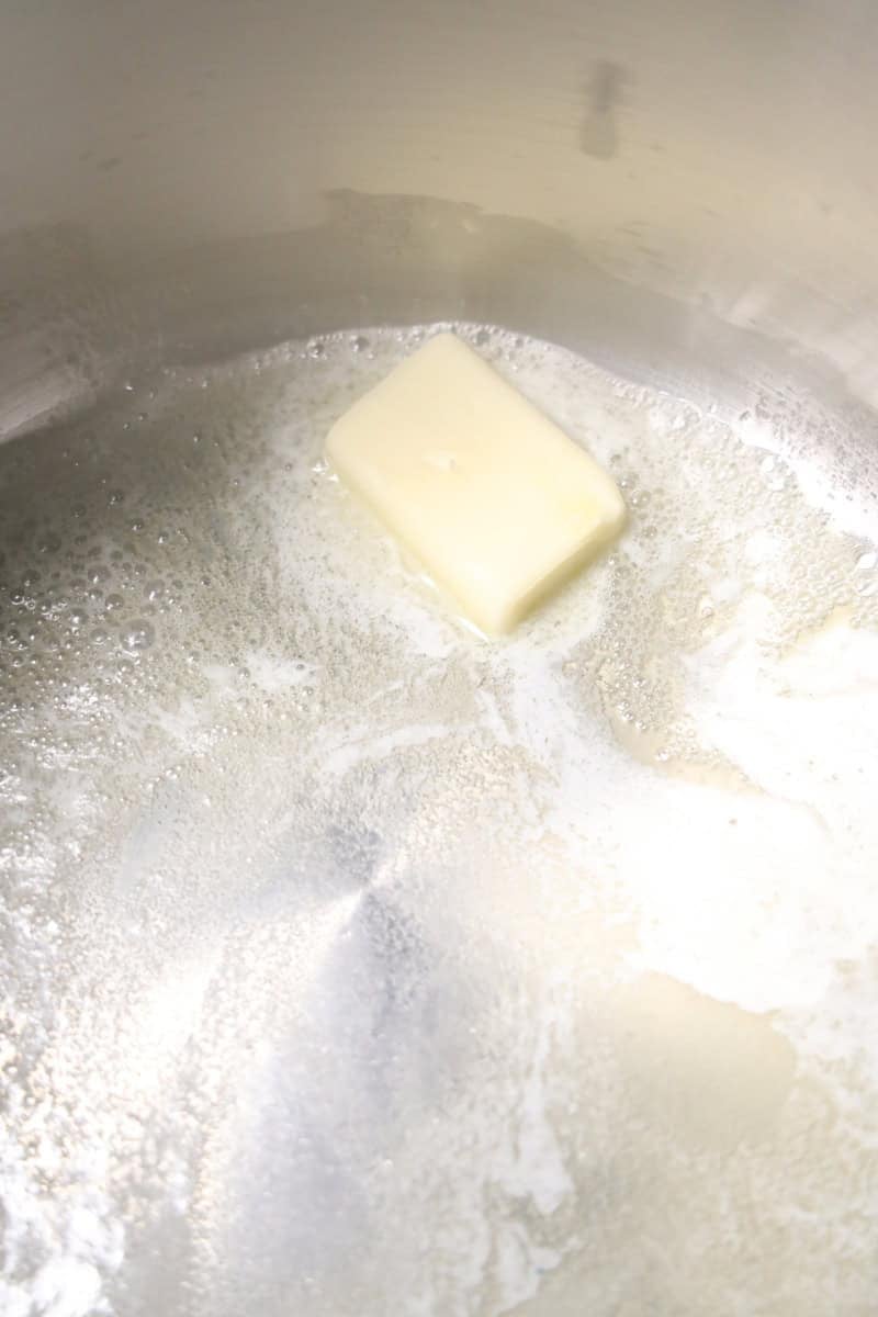 Melted butter in a saucepan