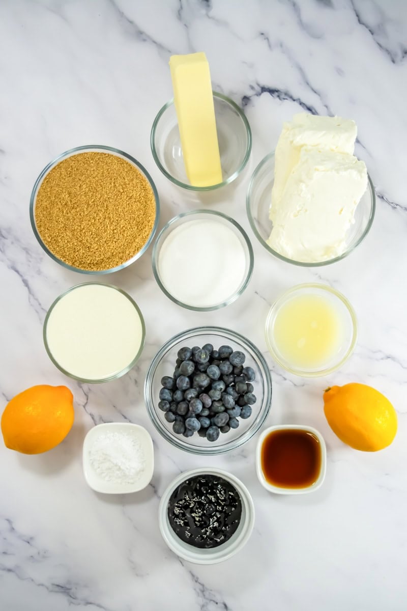 ingredients for Lemon blueberry mini cheesecake 