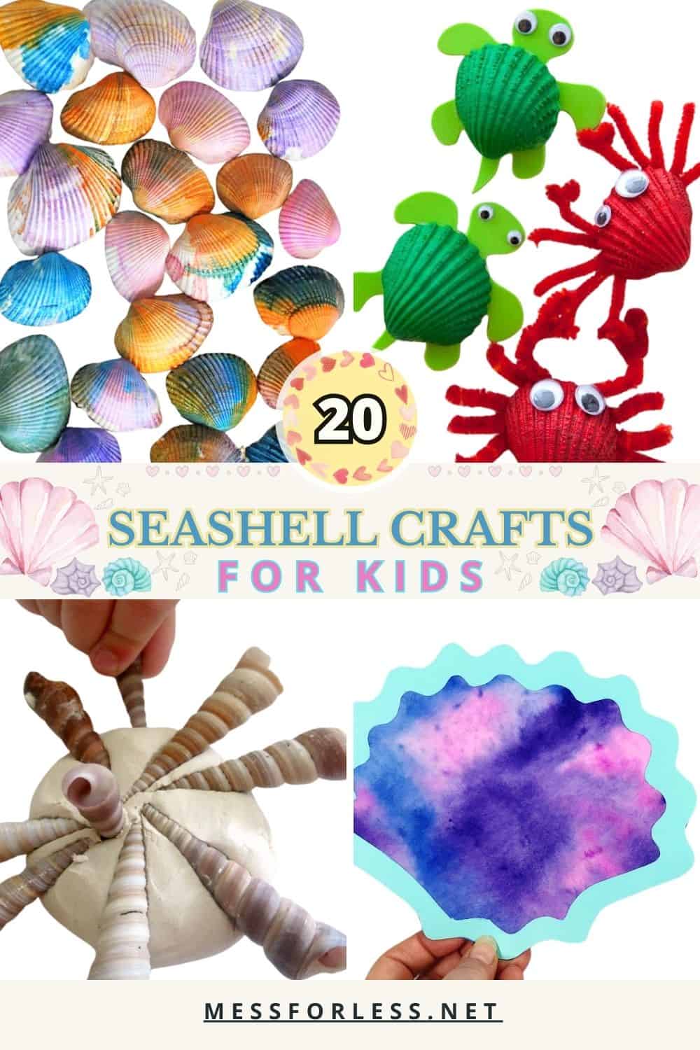 Seashell Crafts for Kids pin collage