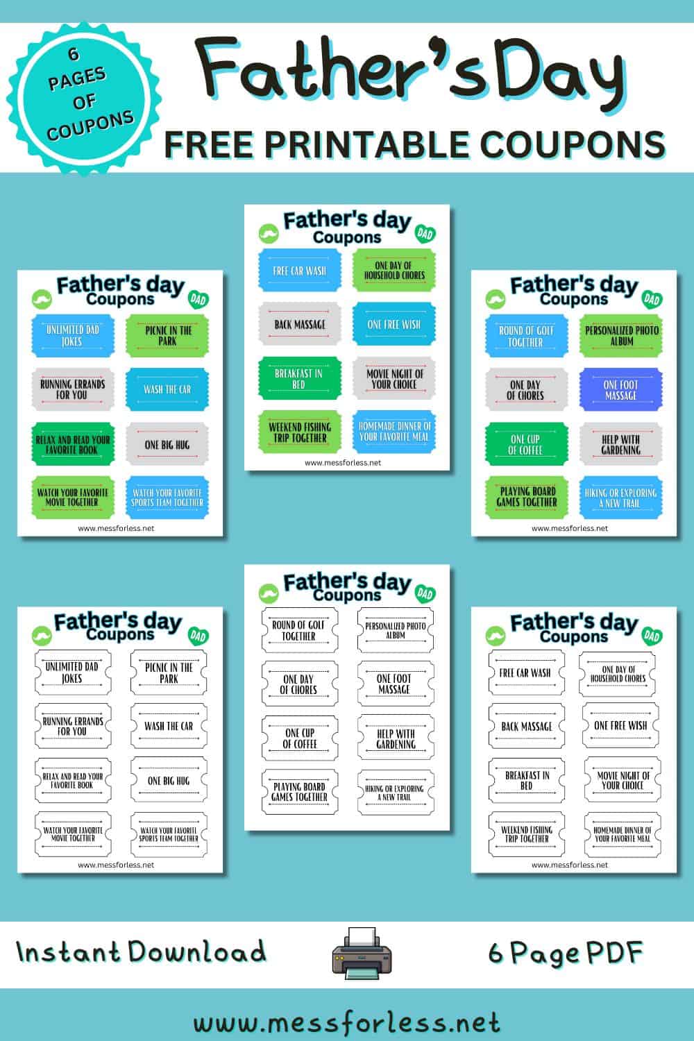 Free Printable Father's Day Coupons Pin