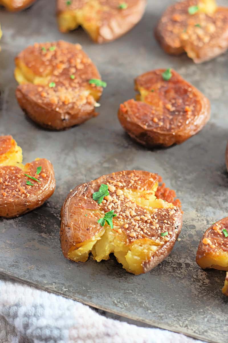 Garlic Parmesan Smashed Potatoes