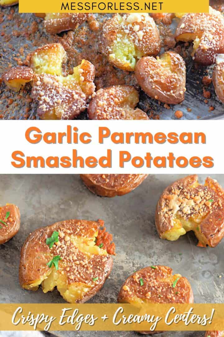 Garlic Parmesan Smashed Potatoes - Mess for Less