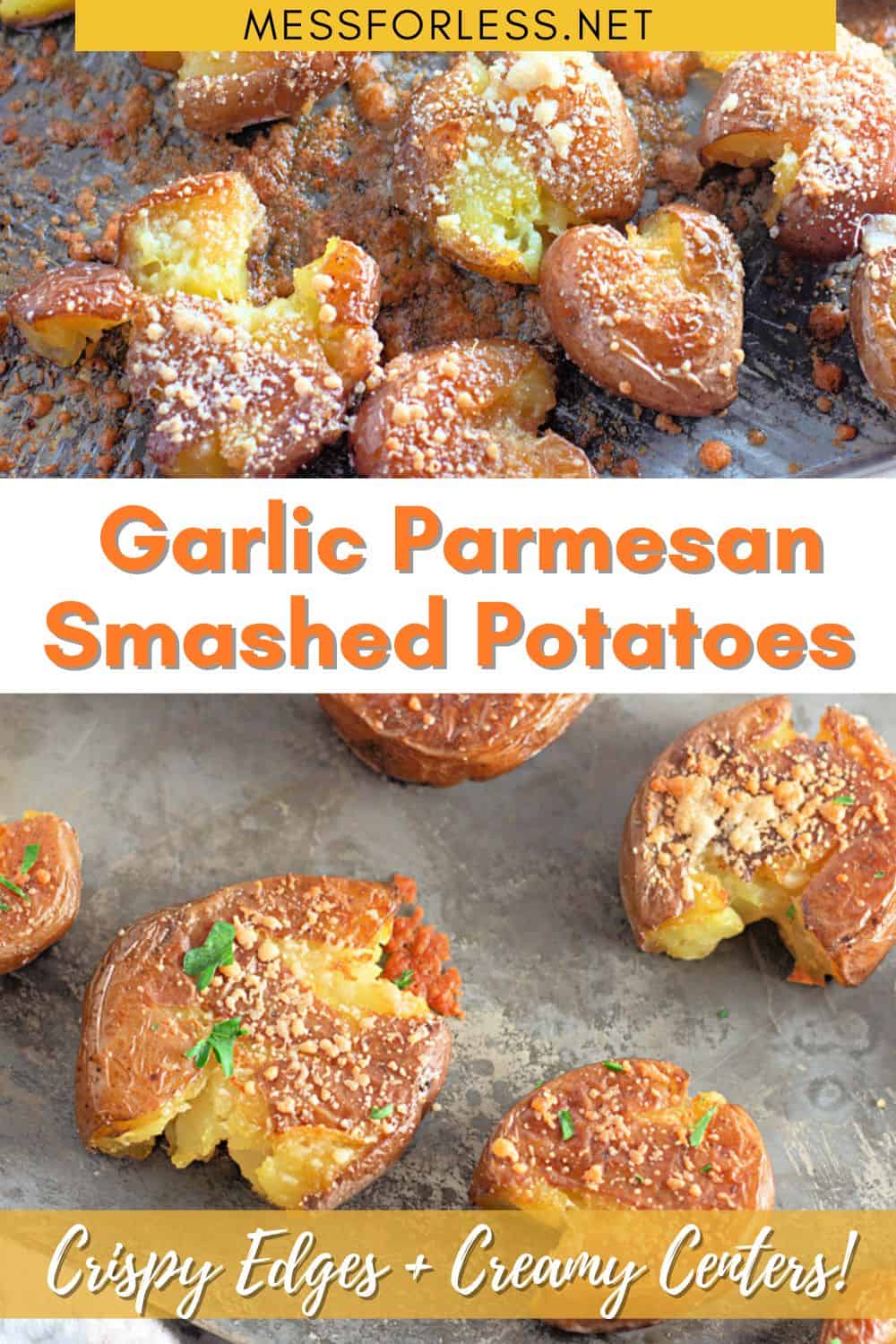 Garlic Parmesan Smashed Potatoes pin