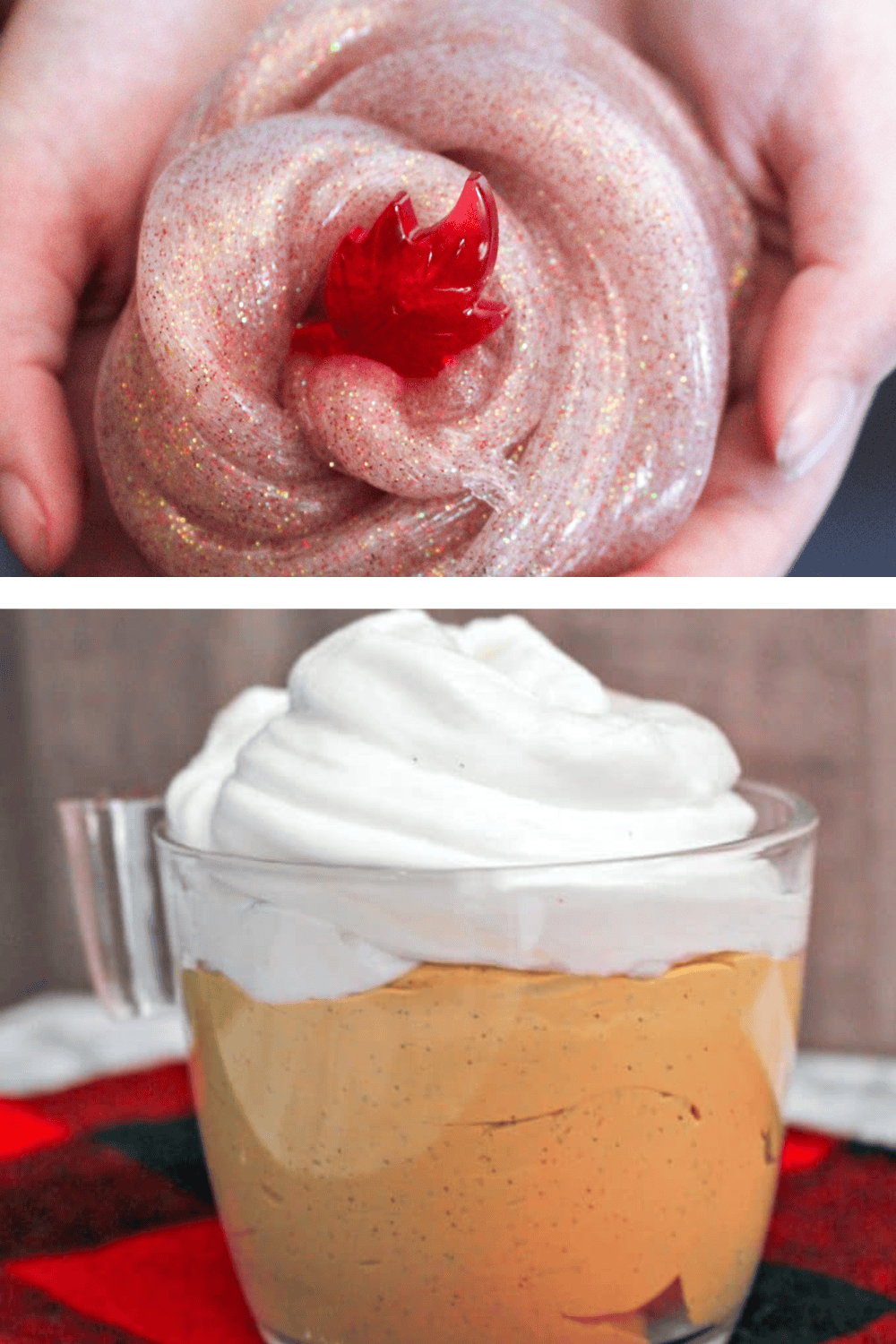 fall slime on top and pumpkin latte slime on bottom